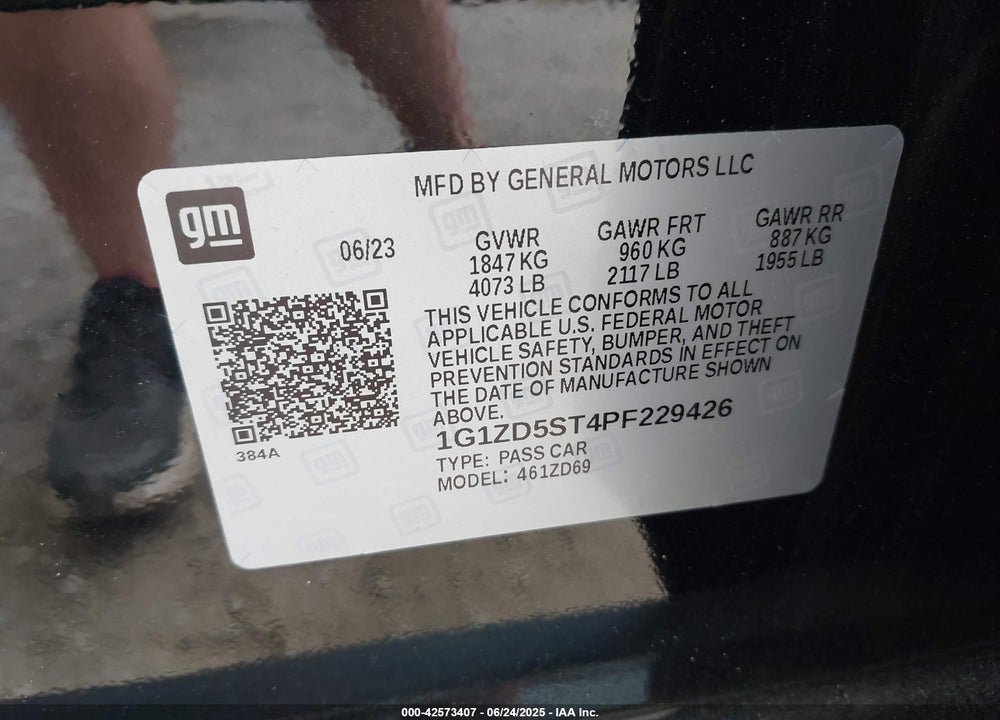 2023 CHEVROLET MALIBU FWD 1LT VIN: 1G1ZD5ST4PF229426
