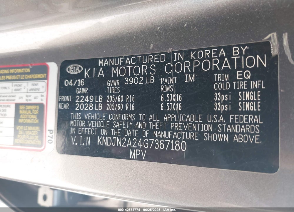 2016 KIA SOUL VIN: KNDJN2A24G7367180