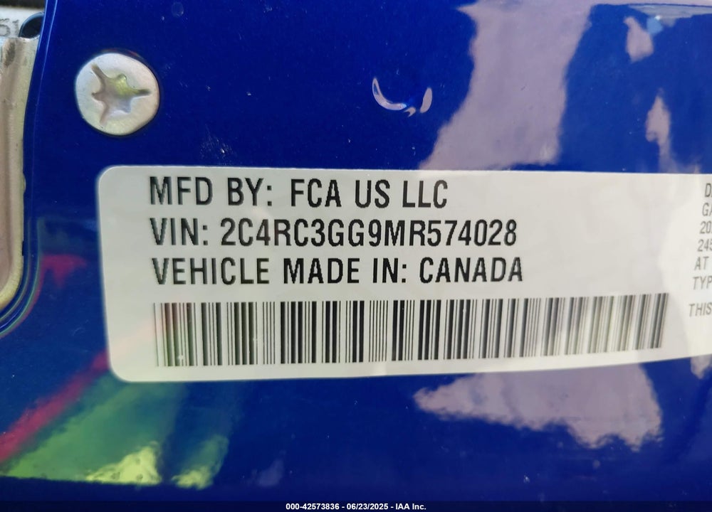 2021 CHRYSLER PACIFICA LIMITED AWD VIN: 2C4RC3GG9MR574028