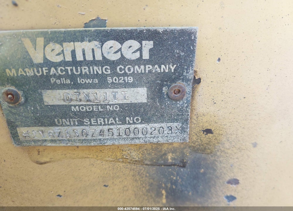 2005 VERMEER MFG. CO. --- VIN: 1VRZ130Z451000203