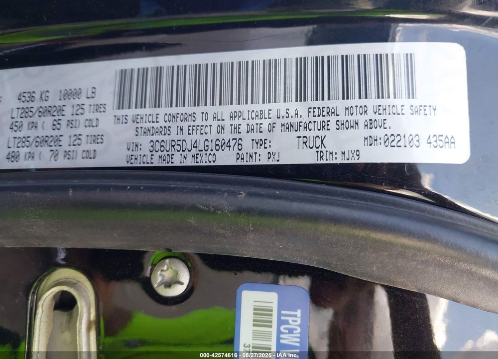 2020 RAM 2500 VIN: 3C6UR5DJ4LG160476