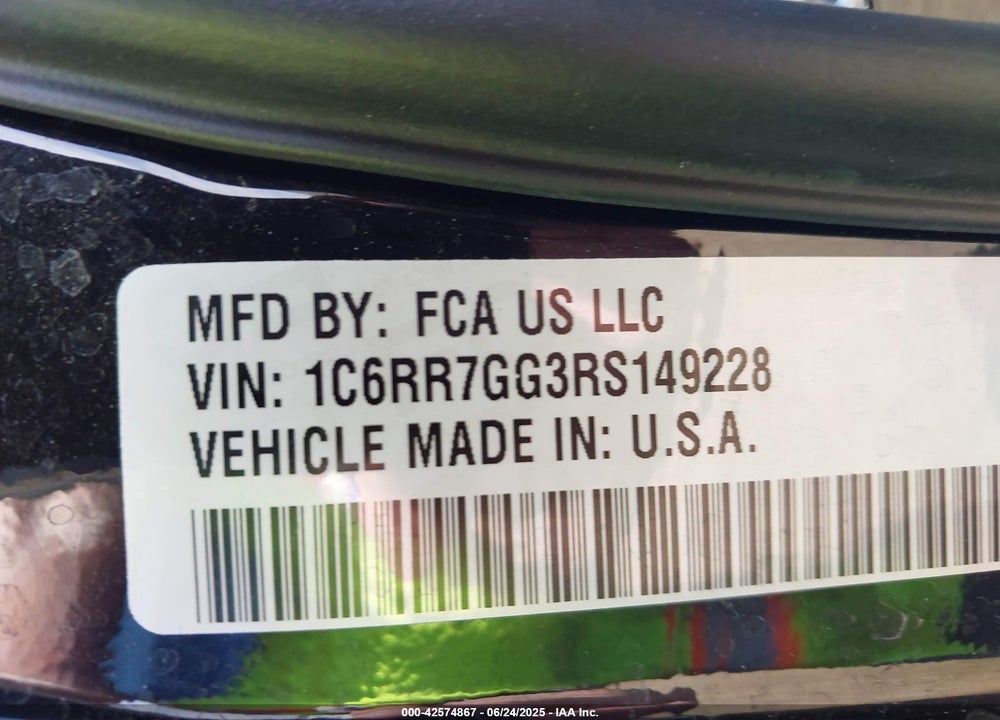 2024 RAM 1500 CLASSIC SLT 4X4 6'4 BOX VIN: 1C6RR7GG3RS149228