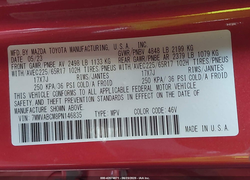 2023 MAZDA CX-50 VIN: 7MMVABCM8PN146835