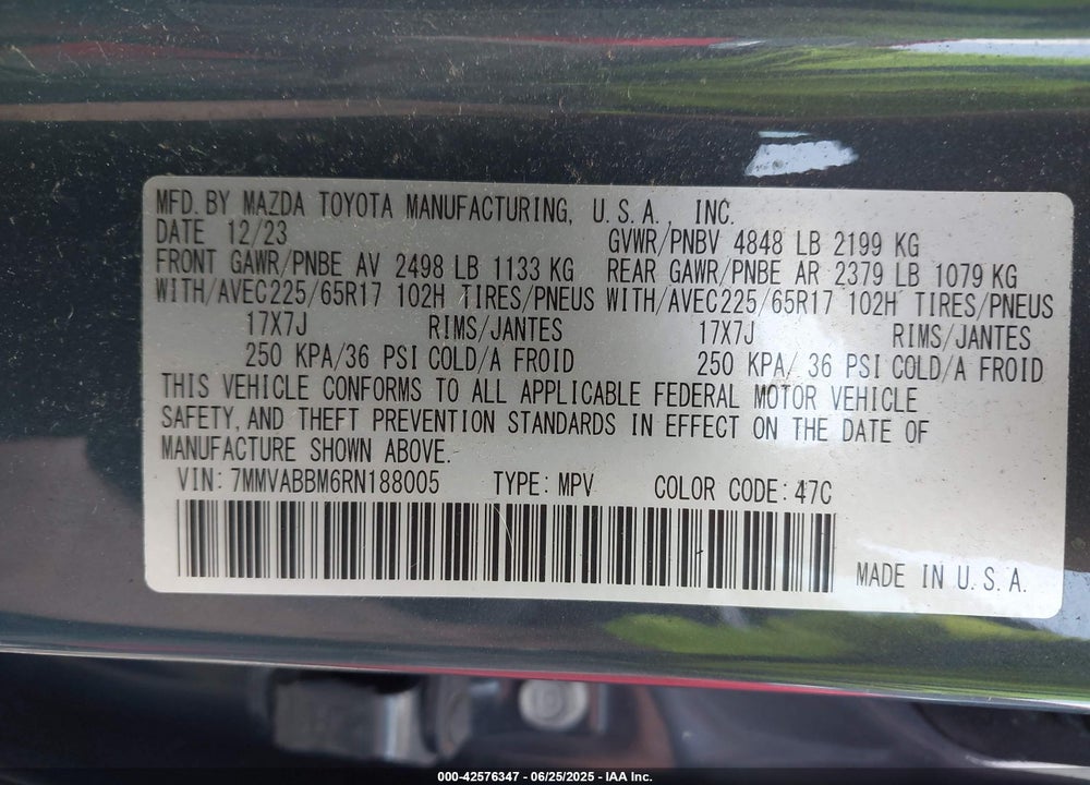 2024 MAZDA CX-50 2.5 S PREFERRED VIN: 7MMVABBM6RN188005