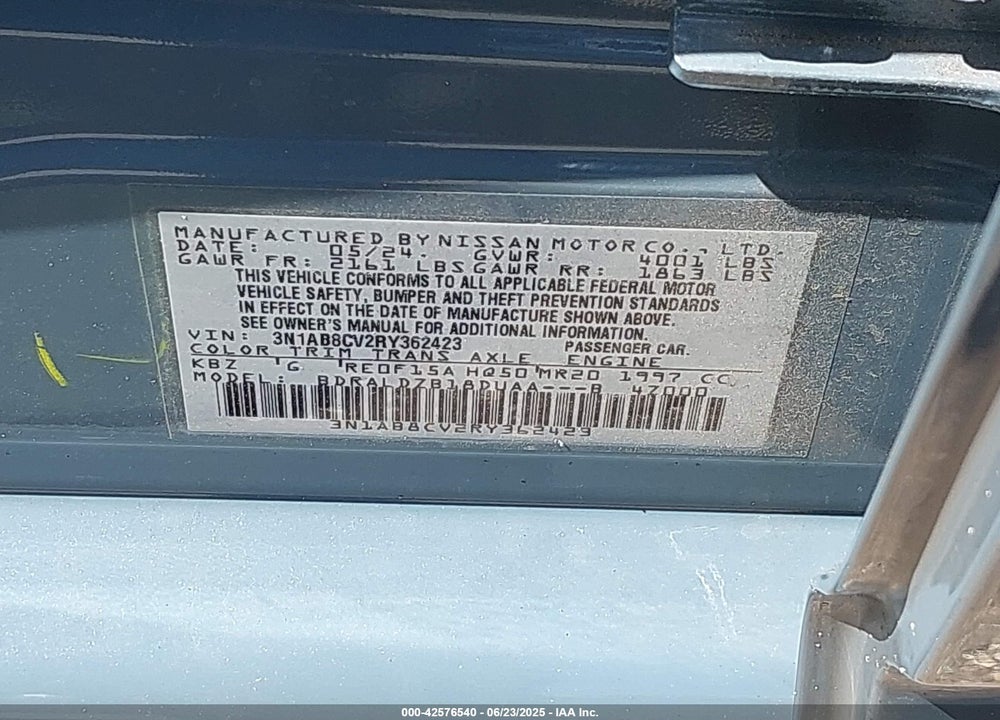 2024 NISSAN SENTRA VIN: 3N1AB8CV2RY362423