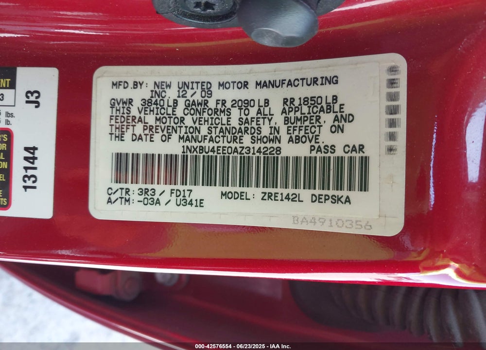 2010 TOYOTA COROLLA S VIN: 1NXBU4EE0AZ314228