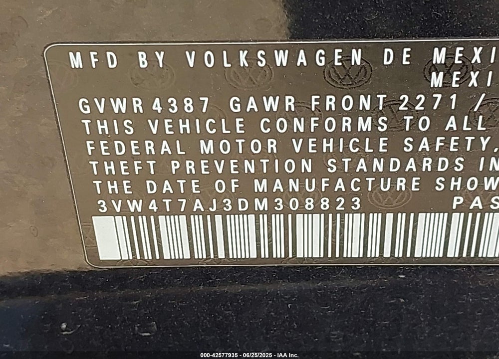 2013 VOLKSWAGEN JETTA GLI AUTOBAHN VIN: 3VW4T7AJ3DM308823
