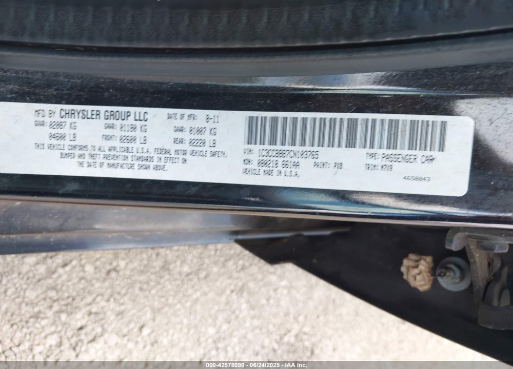 2012 CHRYSLER 200 TOURING VIN: 1C3CCBBB7CN103765