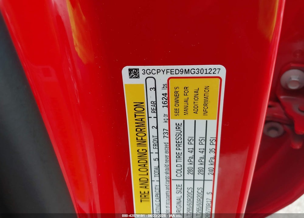 2021 CHEVROLET SILVERADO 1500 VIN: 3GCPYFED9MG301227