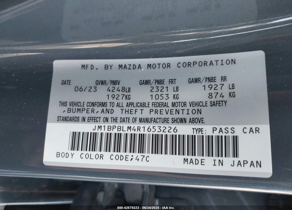 2024 MAZDA 3 VIN: JM1BPBLM4R1653226