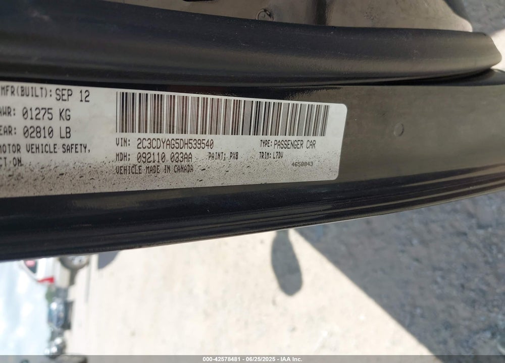 2013 DODGE CHALLENGER VIN: 2C3CDYAG5DH539540
