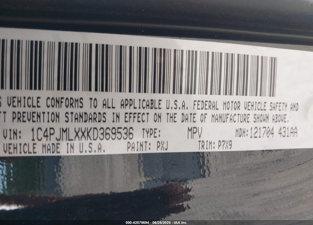 2019 JEEP CHEROKEE VIN: 1C4PJMLXXKD369536