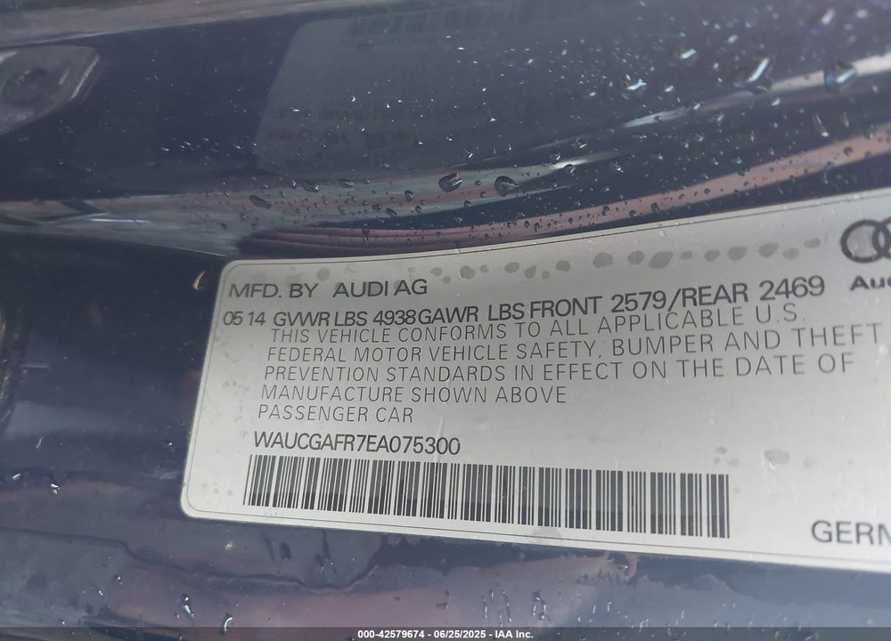 2014 AUDI S5 VIN: WAUCGAFR7EA075300