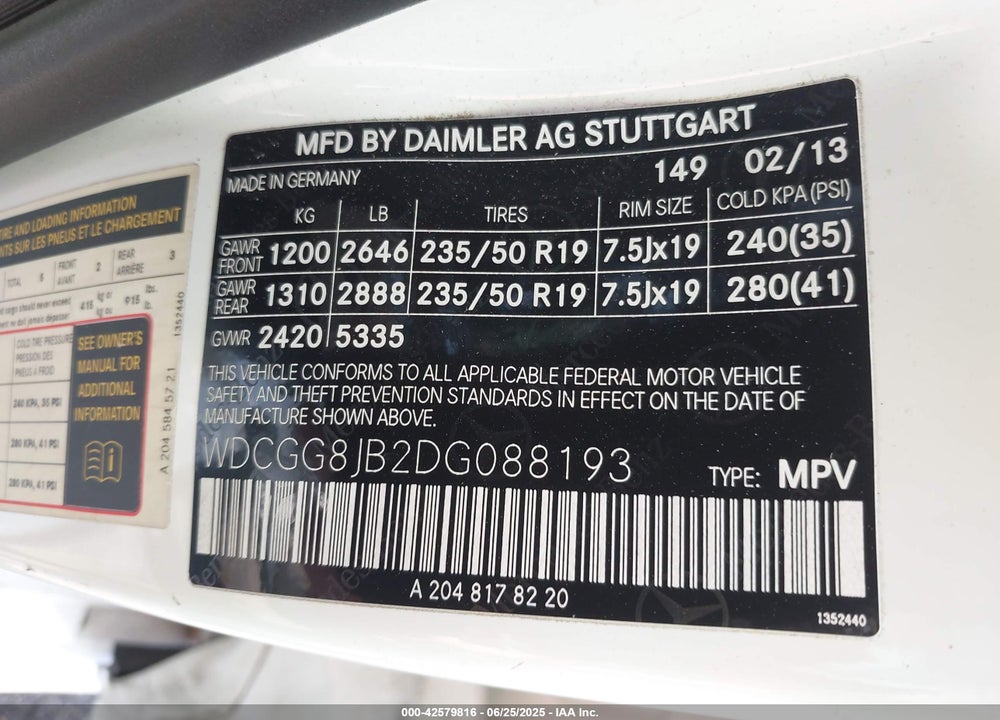 2013 MERCEDES-BENZ GLK 350 VIN: WDCGG8JB2DG088193