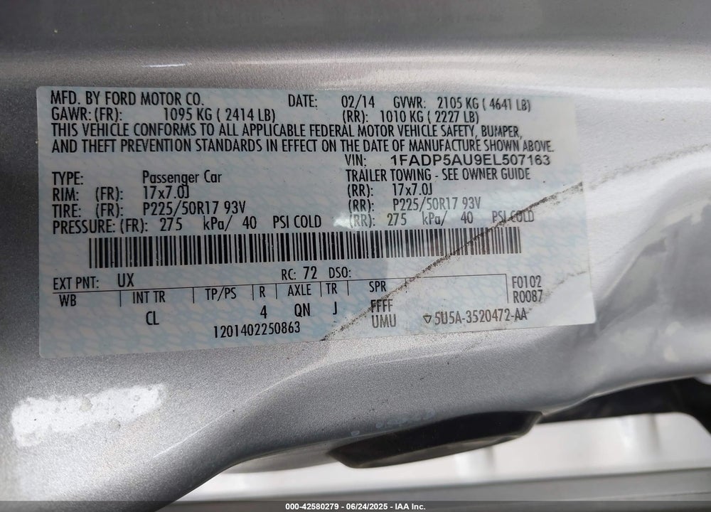 2014 FORD C-MAX HYBRID SE VIN: 1FADP5AU9EL507163