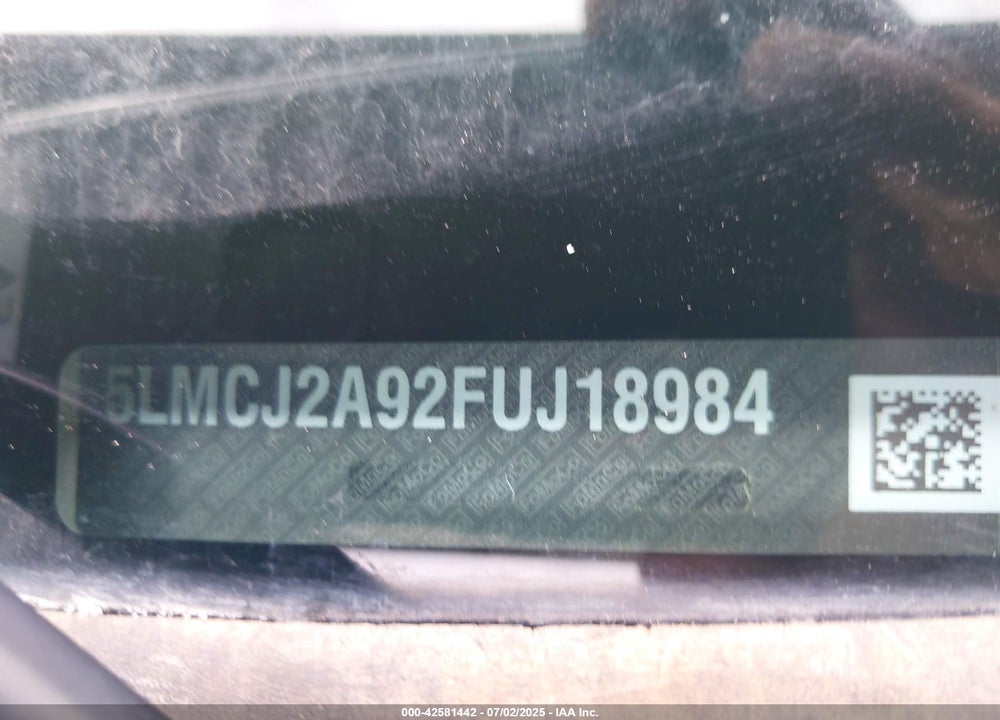 2015 LINCOLN MKC VIN: 5LMCJ2A92FUJ18984