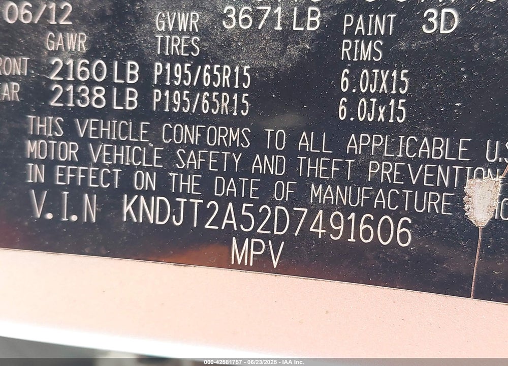 2013 KIA SOUL VIN: KNDJT2A52D7491606