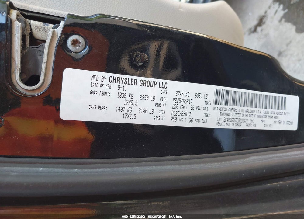 2012 DODGE GRAND CARAVAN CREW VIN: 2C4RDGDG5CR131477