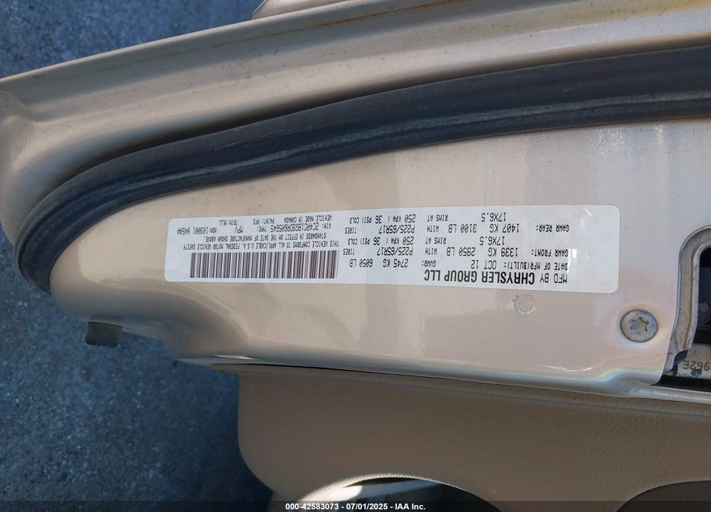 2013 CHRYSLER TOWN & COUNTRY TOURING VIN: 2C4RC1BG9DR605645