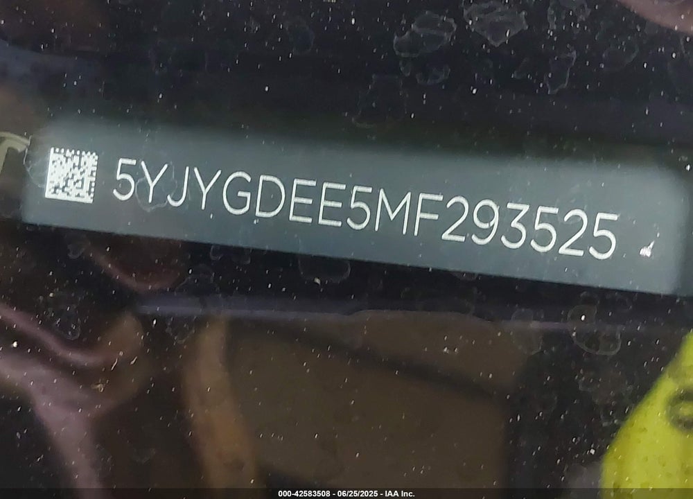 2021 TESLA MODEL Y VIN: 5YJYGDEE5MF293525