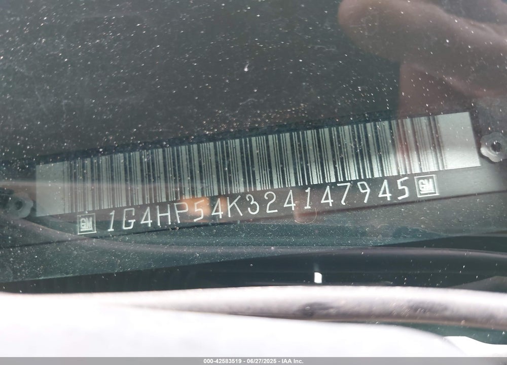 2002 BUICK LESABRE CUSTOM VIN: 1G4HP54K324147945