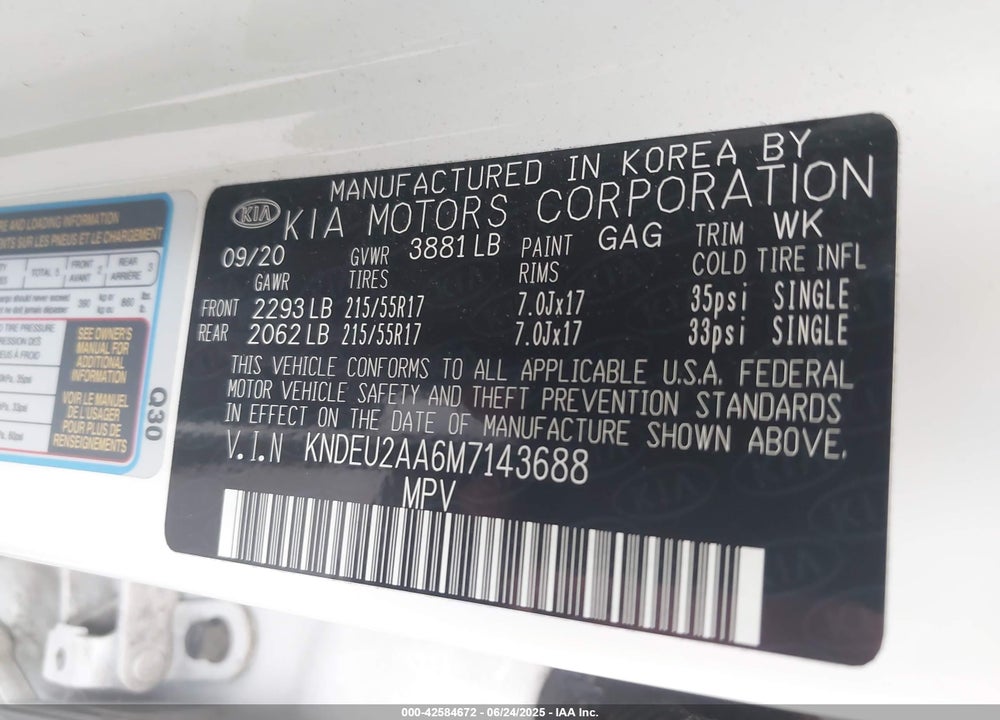 2021 KIA SELTOS S VIN: KNDEU2AA6M7143688