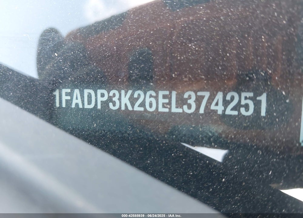 2014 FORD FOCUS VIN: 1FADP3K26EL374251