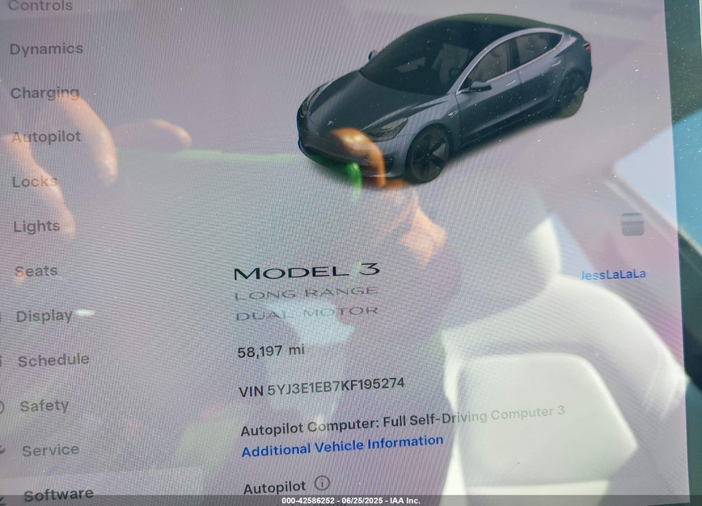 2019 TESLA MODEL 3 VIN: 5YJ3E1EB7KF195274