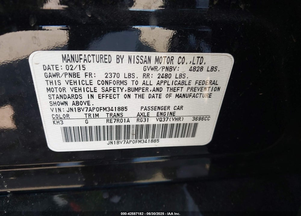 2015 INFINITI Q50 VIN: JN1BV7AP0FM341885