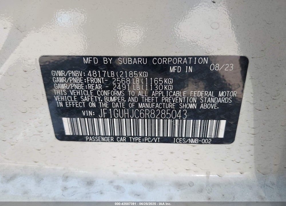 2024 SUBARU IMPREZA VIN: JF1GUHJC6R8285043