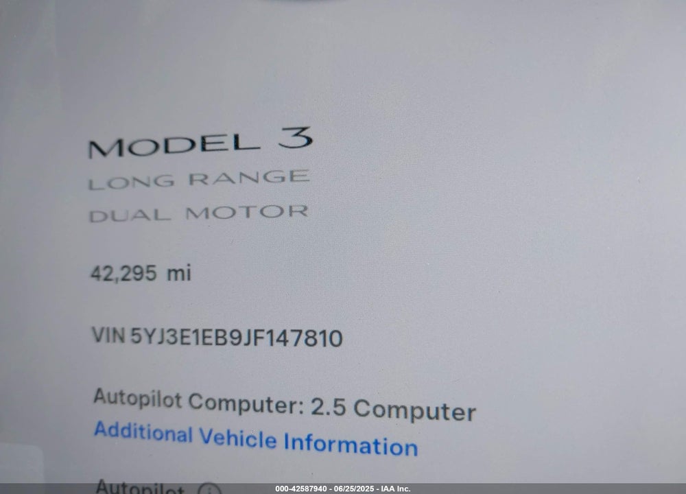 2018 TESLA MODEL 3 VIN: 5YJ3E1EB9JF147810