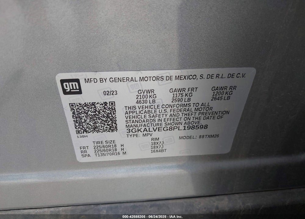 2023 GMC TERRAIN AWD SLT VIN: 3GKALVEG8PL198598