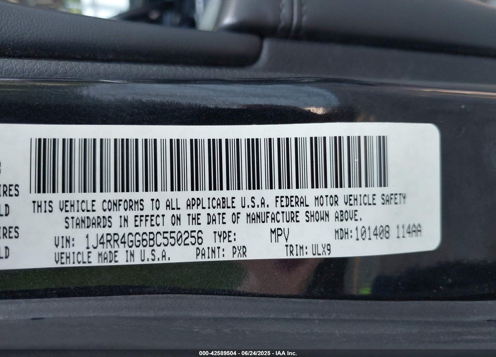 2011 JEEP GRAND CHEROKEE LAREDO VIN: 1J4RR4GG6BC550256