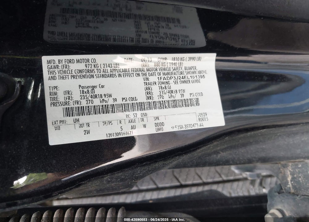 2014 FORD FOCUS VIN: 1FADP3J24EL161395