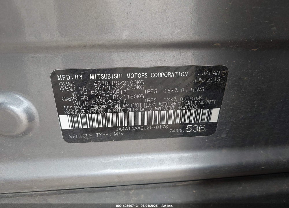 2018 MITSUBISHI ECLIPSE CROSS LE VIN: JA4AT4AA9JZ070176