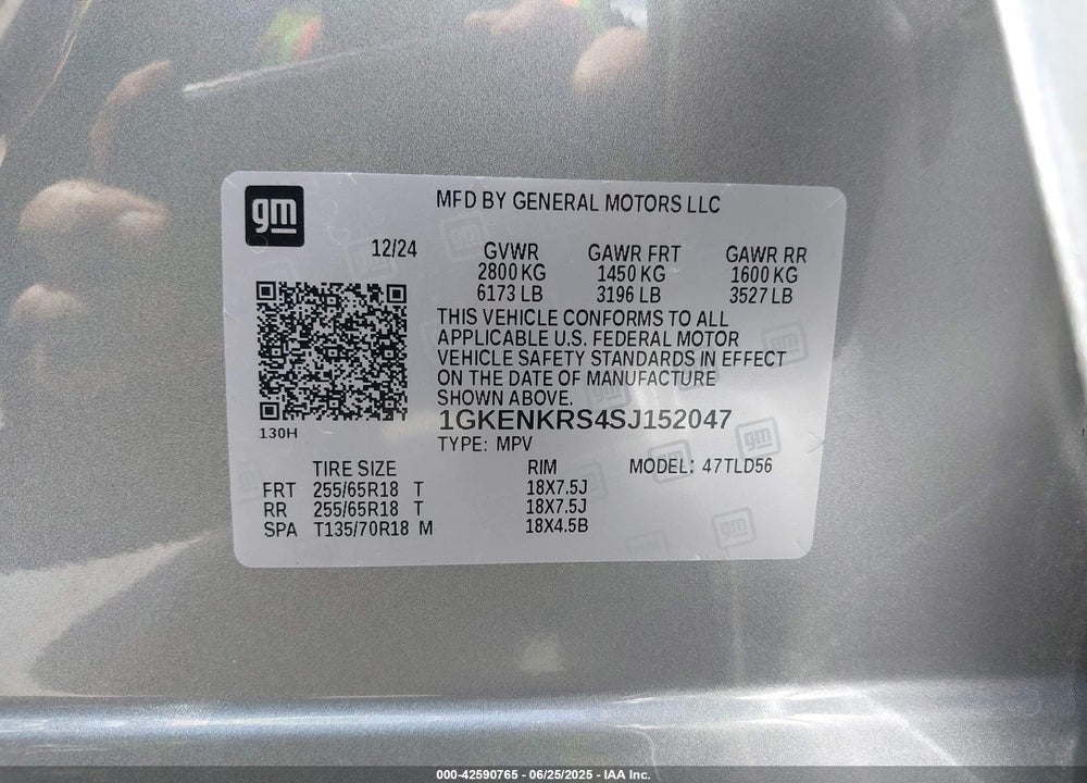 2025 GMC ACADIA FWD ELEVATION VIN: 1GKENKRS4SJ152047