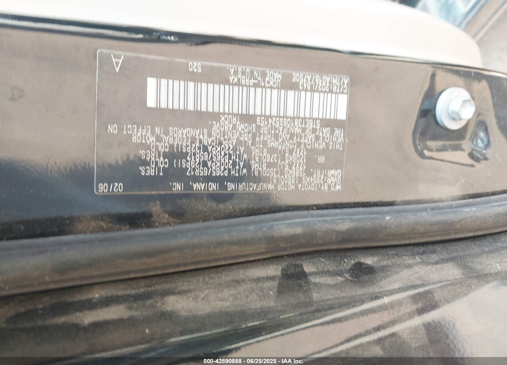2006 TOYOTA TUNDRA VIN: 5TBET38106S524159
