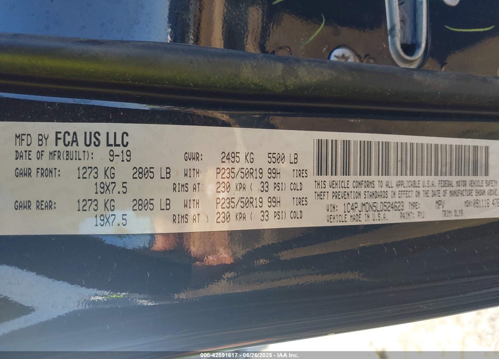2020 JEEP CHEROKEE VIN: 1C4PJMDN5LD524623