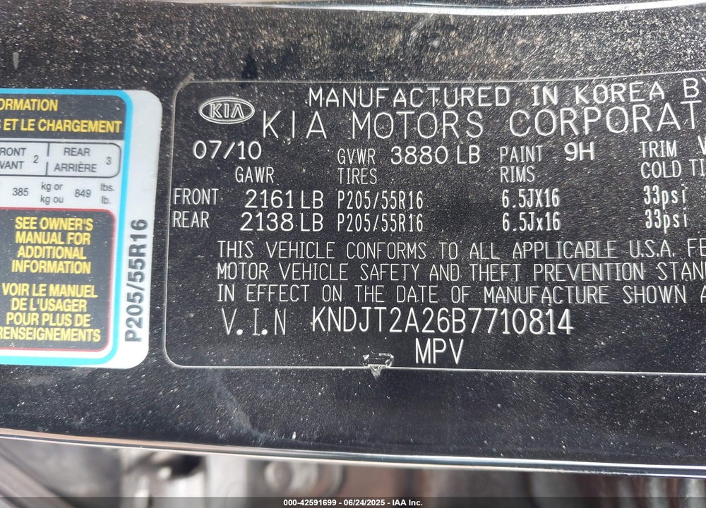 2011 KIA SOUL VIN: KNDJT2A26B7710814