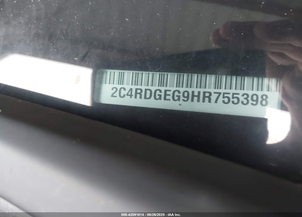 2017 DODGE GRAND CARAVAN GT VIN: 2C4RDGEG9HR755398