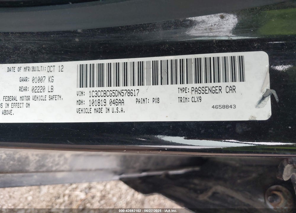 2013 CHRYSLER 200 VIN: 1C3CCBCG5DN578617