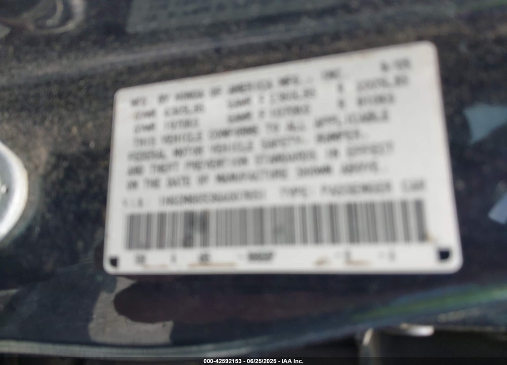 2006 HONDA ACCORD VIN: 1HGCM66536A007651