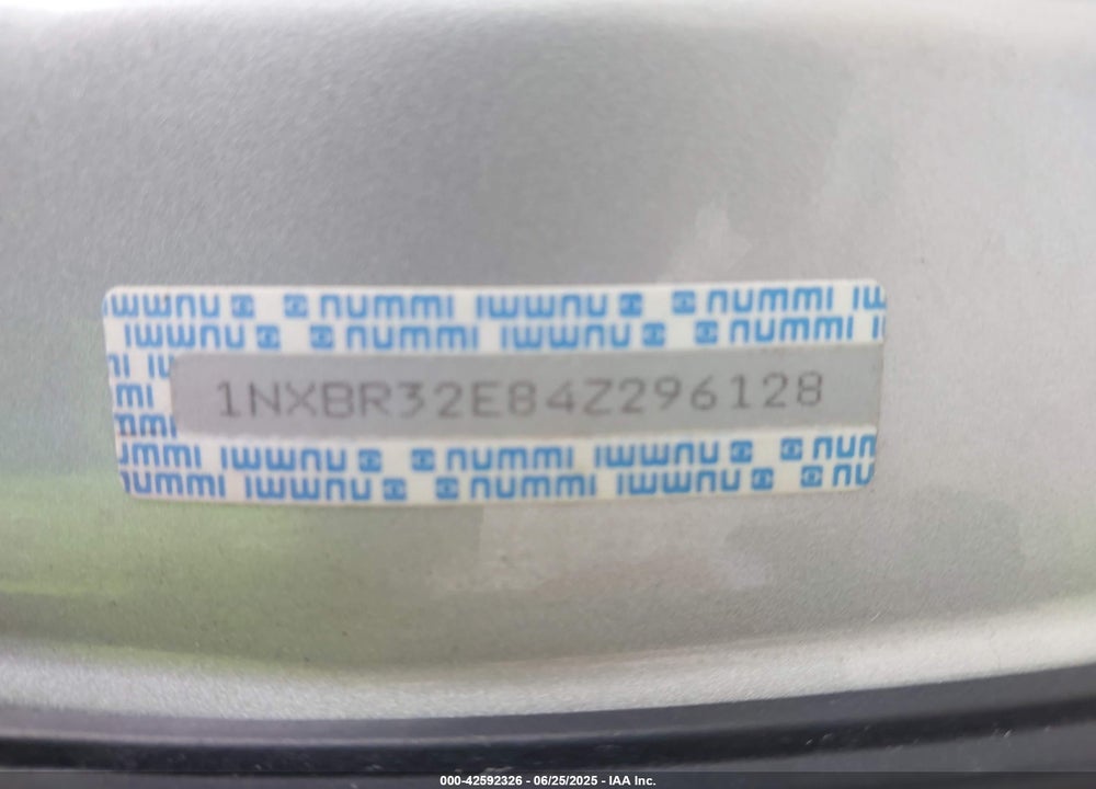 2004 TOYOTA COROLLA S VIN: 1NXBR32E84Z296128