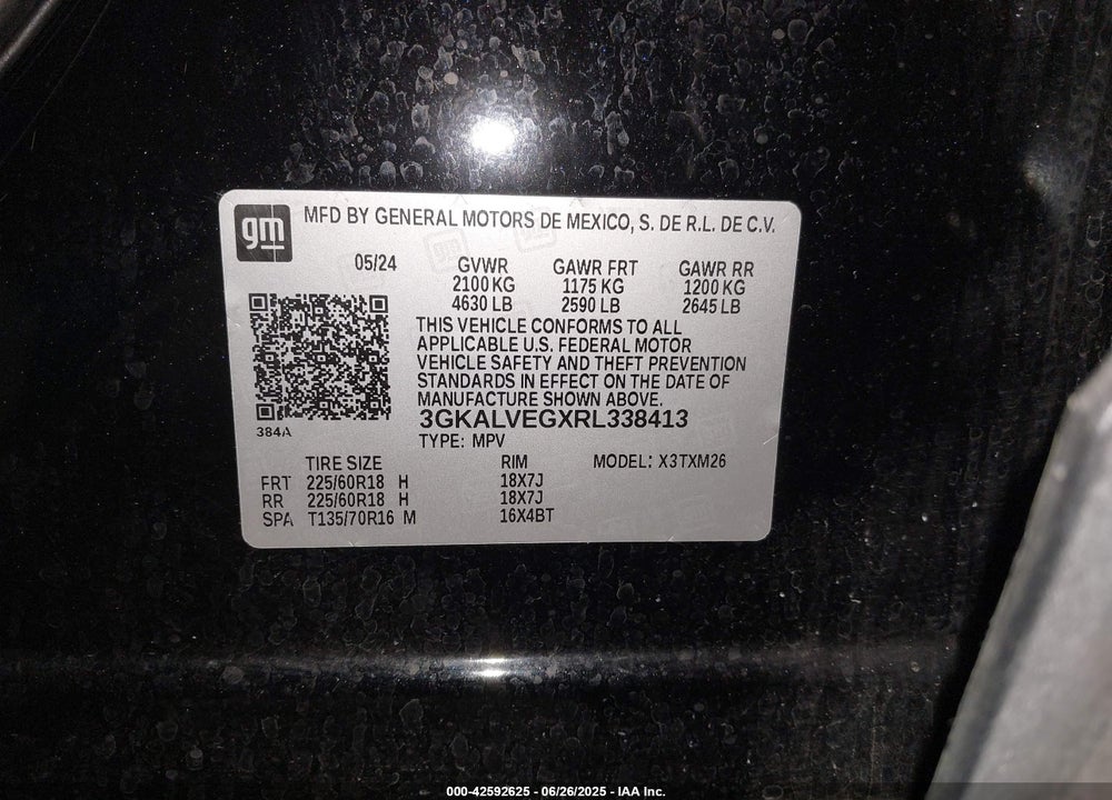 2024 GMC TERRAIN VIN: 3GKALVEGXRL338413