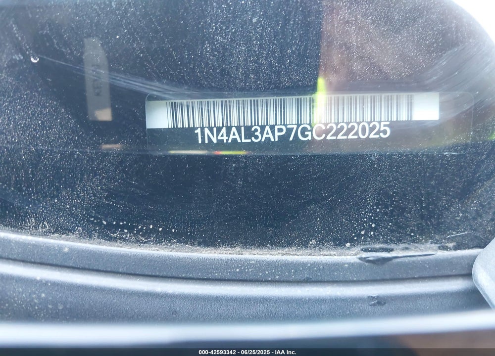 2016 NISSAN ALTIMA VIN: 1N4AL3AP7GC222025