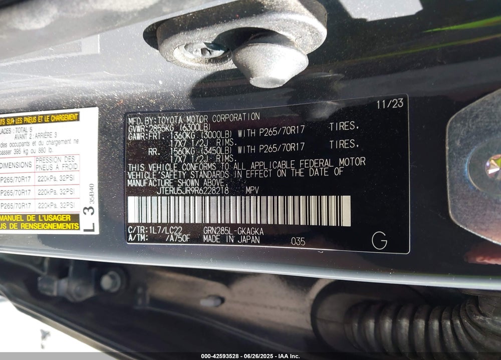 2024 TOYOTA 4RUNNER TRD OFF ROAD PREMIUM VIN: JTERU5JR9R6228218