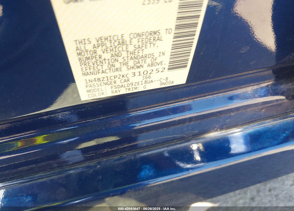 2019 NISSAN LEAF SV PLUS VIN: 1N4BZ1CP2KC310252