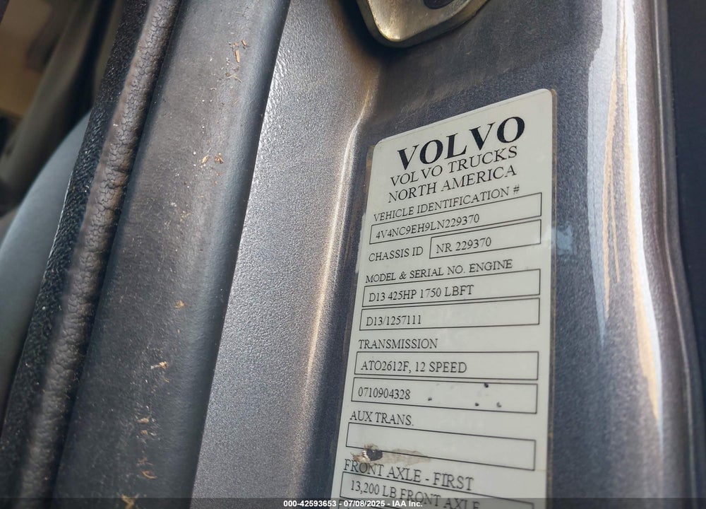 2020 VOLVO VNL VIN: 4V4NC9EH9LN229370