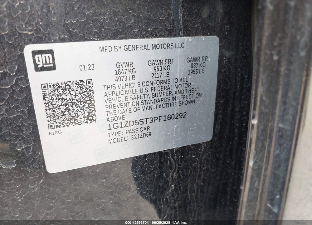 2023 CHEVROLET MALIBU VIN: 1G1ZD5ST3PF160292