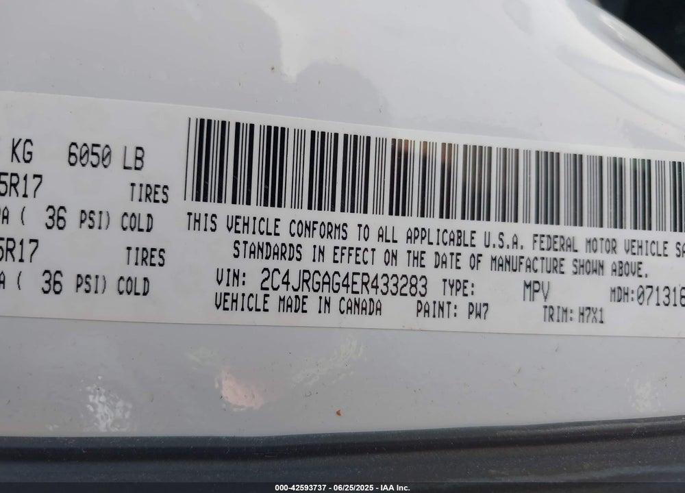 2014 RAM CARGO TRADESMAN VIN: 2C4JRGAG4ER433283